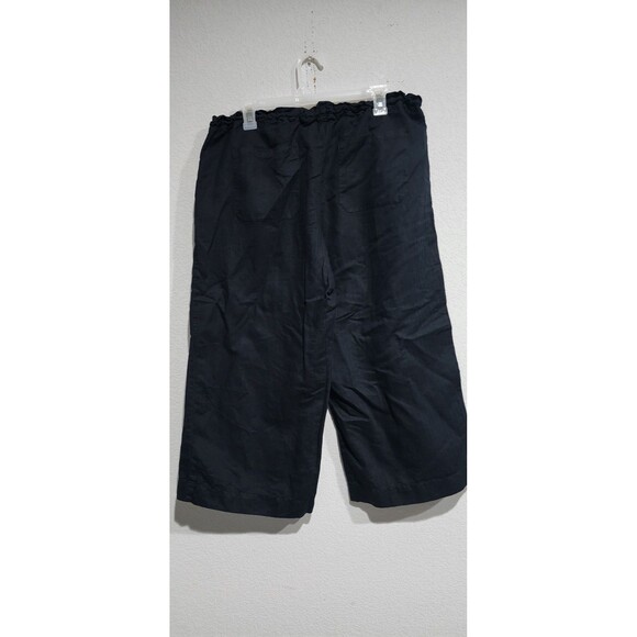 Lauren Ralph Lauren Womens Cropped Pants Sz Large Black Linen Blend Pull On - Picture 9 of 14